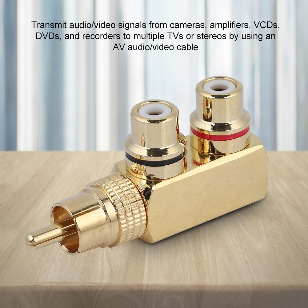 2PCS AV Splitter Plug RCA Male to 2 Female Audio Video Adapter Connector