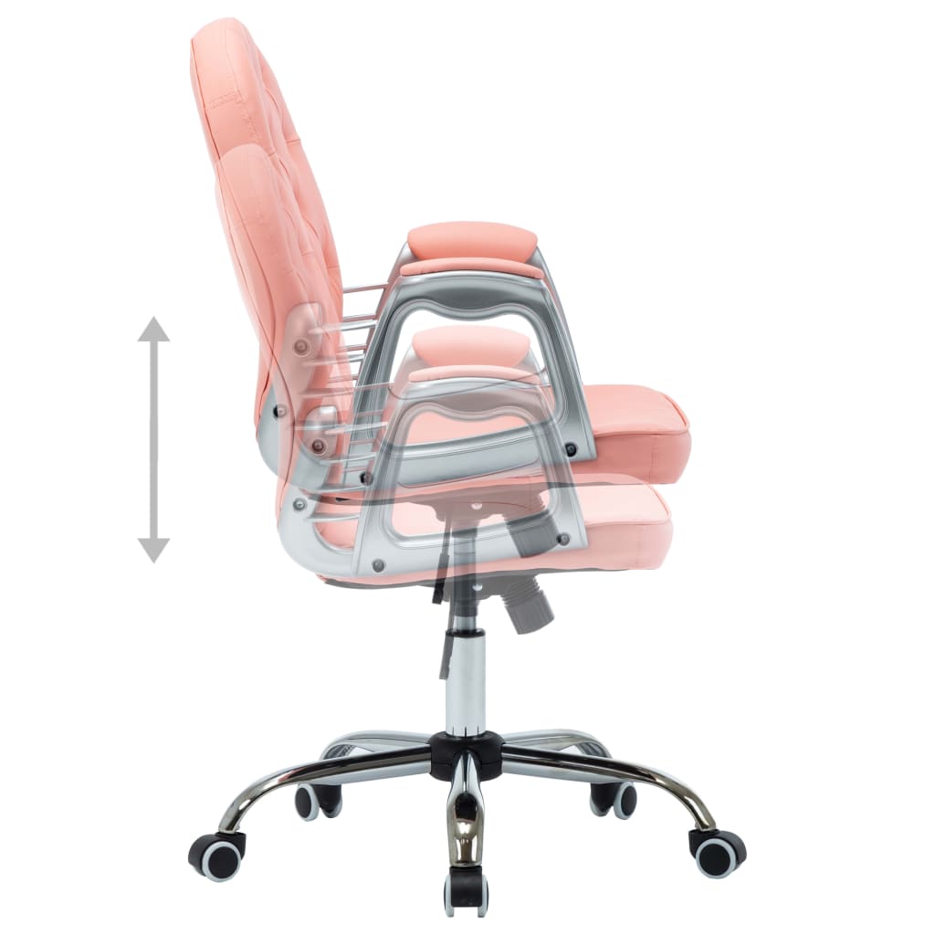 Office Swivel Chair in Pink Faux Leather