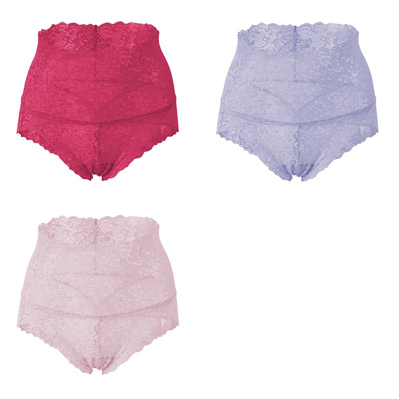 3PCS Ladies Sexy Mesh Panties High-waist Seamless Lace Underwear Briefs Women Knickers Transparent Lingerie