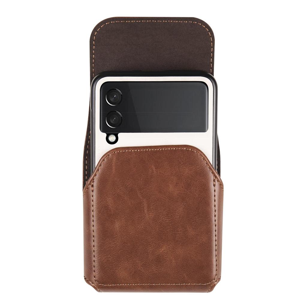 Роскошный кожаный чехол для телефона с зажимом на ремень, мужская поясная сумка для Samsung Galaxy Z Flip5 Flip4 Flip3 5G, Oppo Find N2 Flip Moto Razr, магнитная кобура, чехол