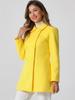 Allegra K Women's Double-Breasted Trench Coat with Round Collar, Long Sleeves, and Cold Weather Protection for Fall and Winter, Yellow, Size L