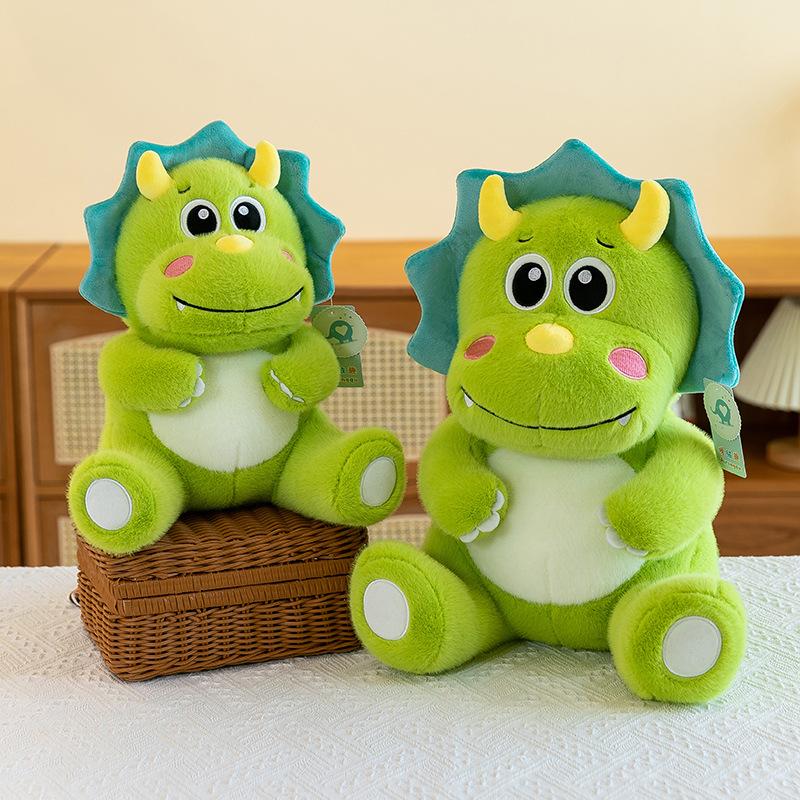 Милая зеленая кукла-динозавр, плюшевая игрушка, кукла для сна для мальчиков, подушка-трицератопс, тряпичная кукла, подарок на день рождения