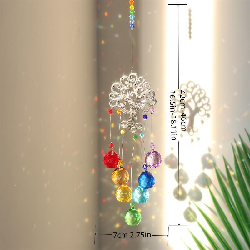 1 Pc Colorful Tree of Life Crystal Pendant Sunshine Collection Hanging Ornament Home Wind Chime Outdoor Garden Decoration Crafts