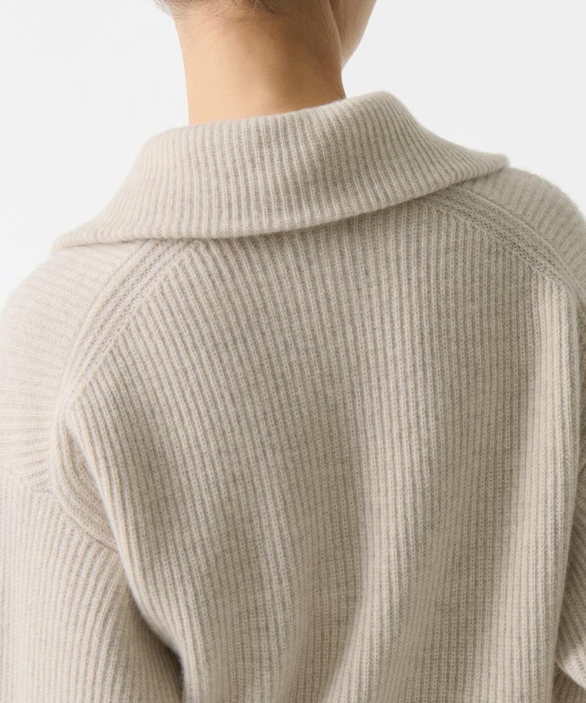 MUSINSA STANDARD WOMAN Women'S Lambswool Ribbed Knit Half Zip [Oatmeal]