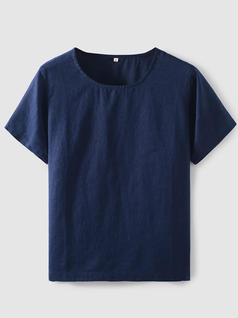 RAKUYUME Премиальный лен с коротким рукавом и шортами Идеально для летних прогулок Женская пижама, 100% лен, Комплект футболка и шорты, Домашняя одежда, Стильный,