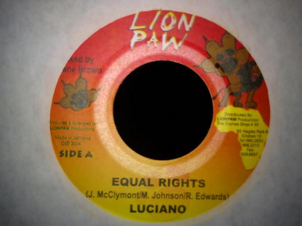 7-дюймовая пластинка LUCIANO - Equal Rights НИКАКОЙ Lion Paw Produc 2004 Ямайка Регги, Ска и Даб Б/У