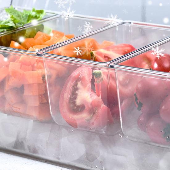 Холодильник со льдом с крышкой, прозрачный съемный 5 отделений, контейнер для хранения салатов, фруктов, овощей, ящик для специй для пикника, контейнер с ледяным охлаждением