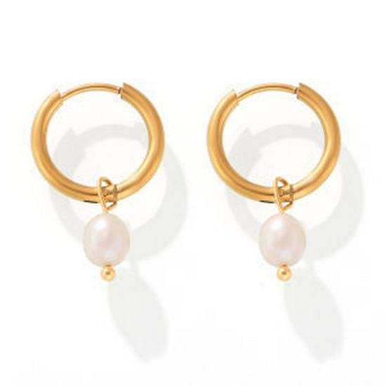 Серьги из натурального пресноводного жемчуга в корейском стиле, титановая сталь с покрытием из 18-каратного золота, простые и универсальные для женщин