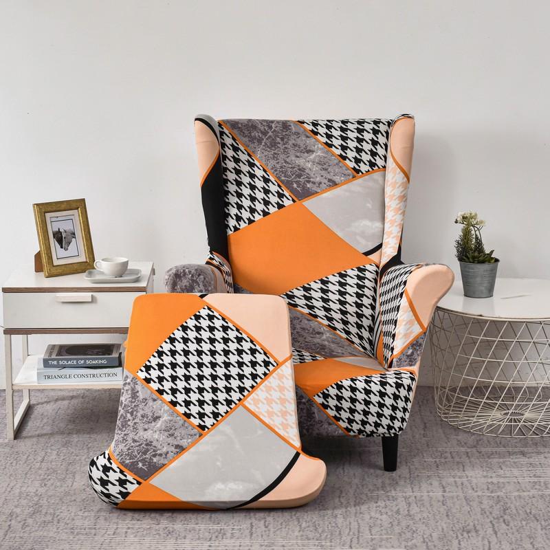 Чехлы для стульев с крыльями, 2 шт./компл., эластичный чехол для дивана, чехол для кресла с принтом, защитный чехол для мебели, мягкий диван с эластичным дном