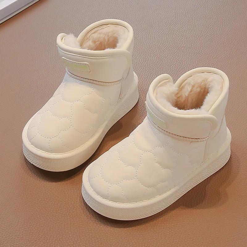 Kids Winter Shoes For Girl Solid Color Toddlers Snowboard Boots Thickened Warm Plush Kids Causal Ankle Snow Boots