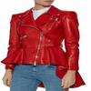 NOORA Женская кожаная куртка в стиле RED PEPLUM | Кожаная байкерская расклешенная дизайнерская куртка TrendSetter с баской | АСИММЕТРИЧНОЕ облегающее платье для женщин