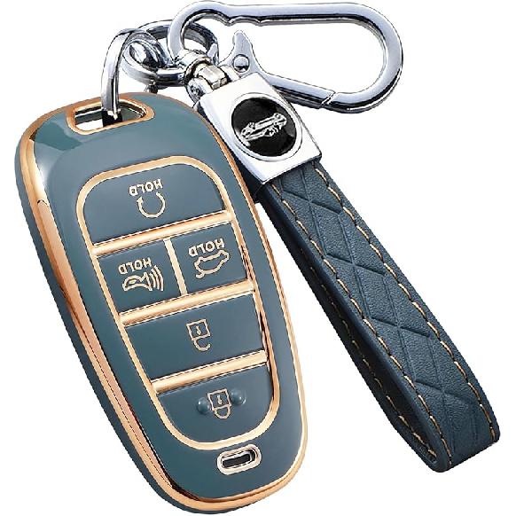 For Hyundai Key Fob Cover With Keychain, Premium TPU Key Case Shell For 2024 Hyundai Sonata, Tucson, Santa Cruz, Remote Smart Car Key Fob