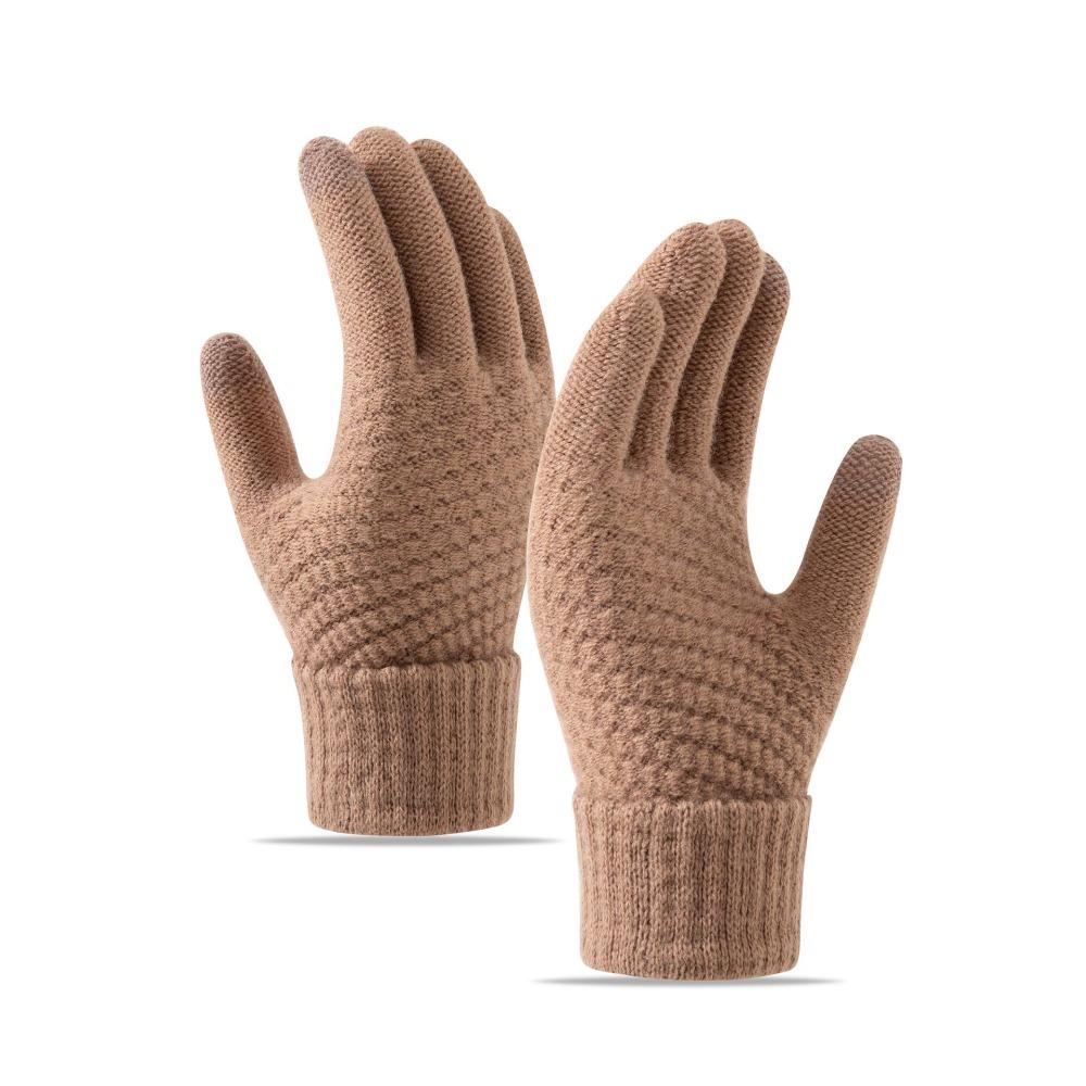 Cute Student Gloves with Winter Velvet Windproof and Cold Proof Cycling Knitted Touch Screen Warm Gloves for Women In Autumn and Winter