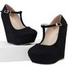 New Elegant 14cm  Ladies Platform Peep Toe Velvet  High Heels Wedge Shoes Fashion Sandals
