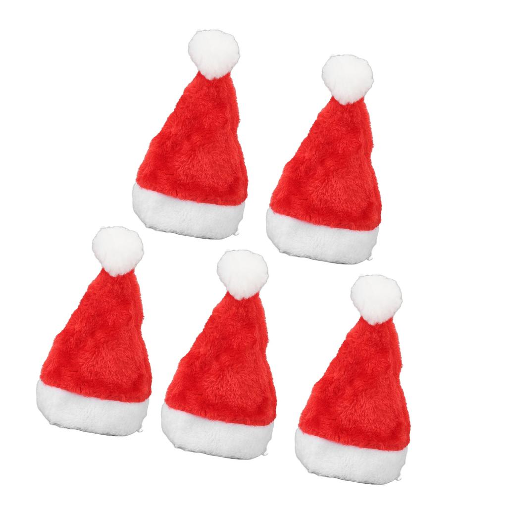 5 шт. Рождественская шапка для питомца, красная плюшевая, на резинке, милая шапка Санты для собаки, кошки, питомца, для праздничной вечеринки, костюмов