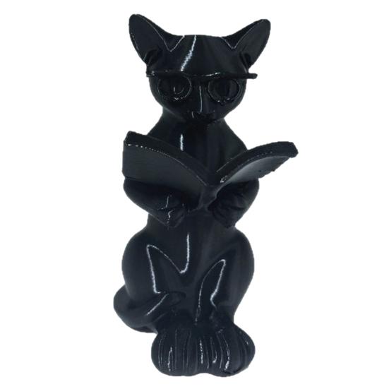 Декорация для стола Кот 3D-печатная статуэтка Читающий кот, Фигурка с книгой и очками, Художественное украшение, Современная декоративная скульптура животного для дома