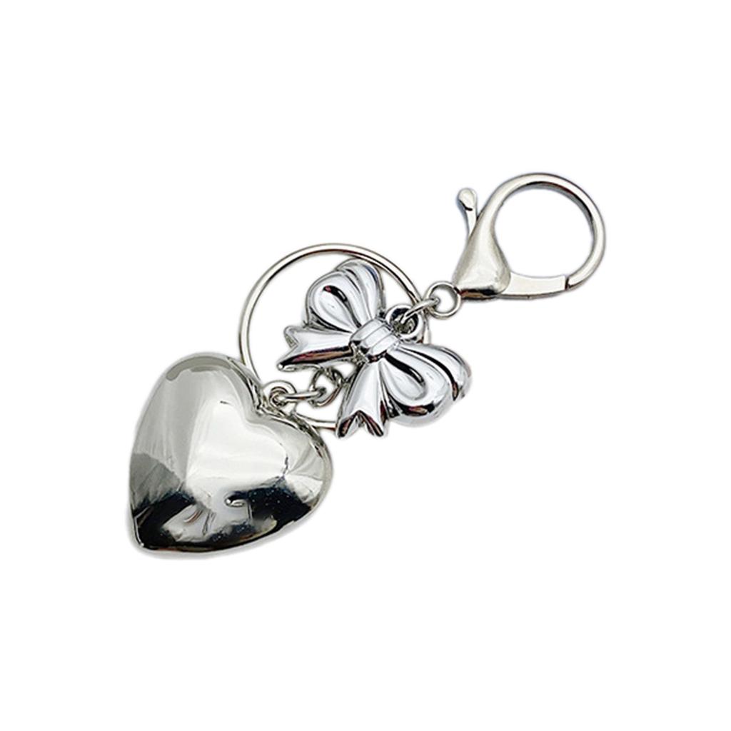Personalized Heart Shaped Pendant Beautiful Heart Keychain Charm Elegant Bowknot Keyrings for Fashion Enthusiasts