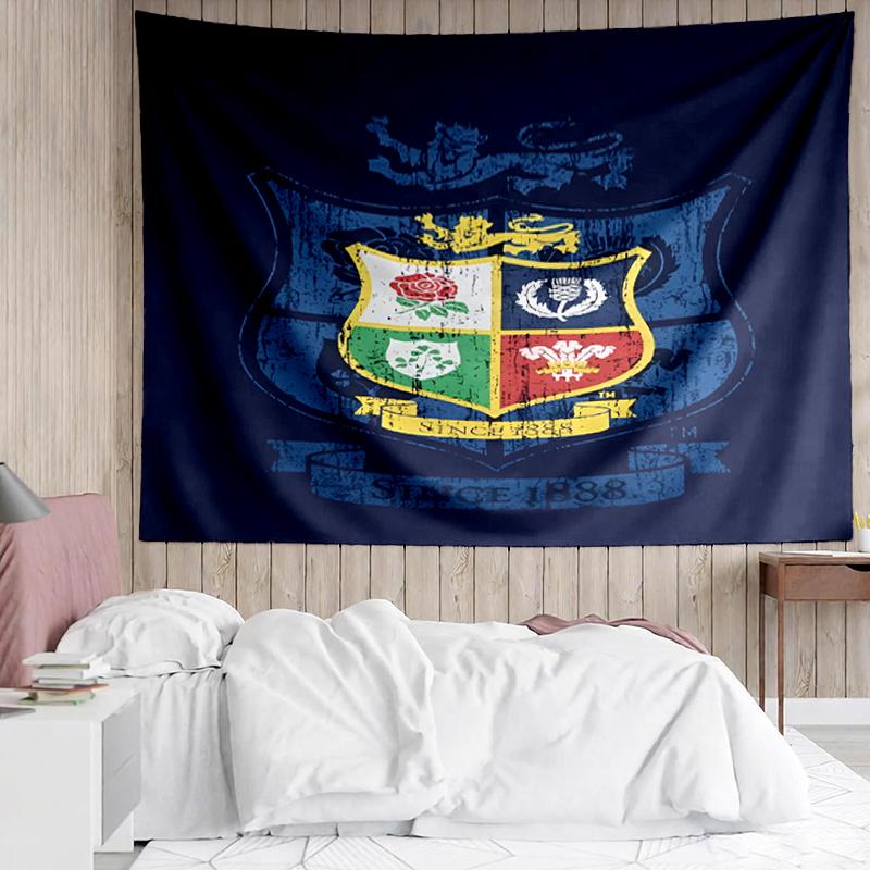 British & Irish Lions Print Tapestry, Backdrop, Easy Setup, Ideal for Bedroom, Office & Living Room, with Aesthetic Wall Hanging Decor.