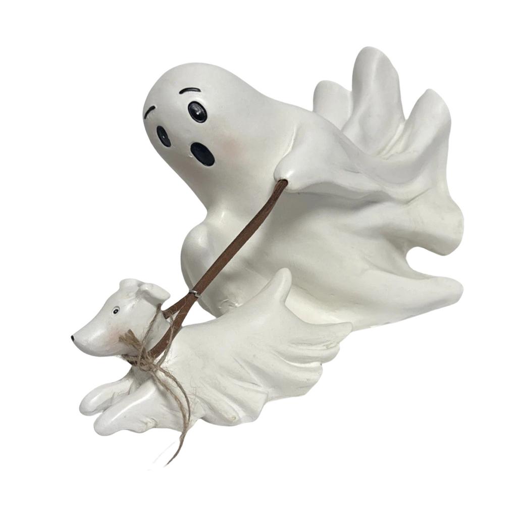 Creative Ghostly Walking Dog Sculpture Resins Figurine Halloween Decorative Ornament for Indoor and Outdoor Display