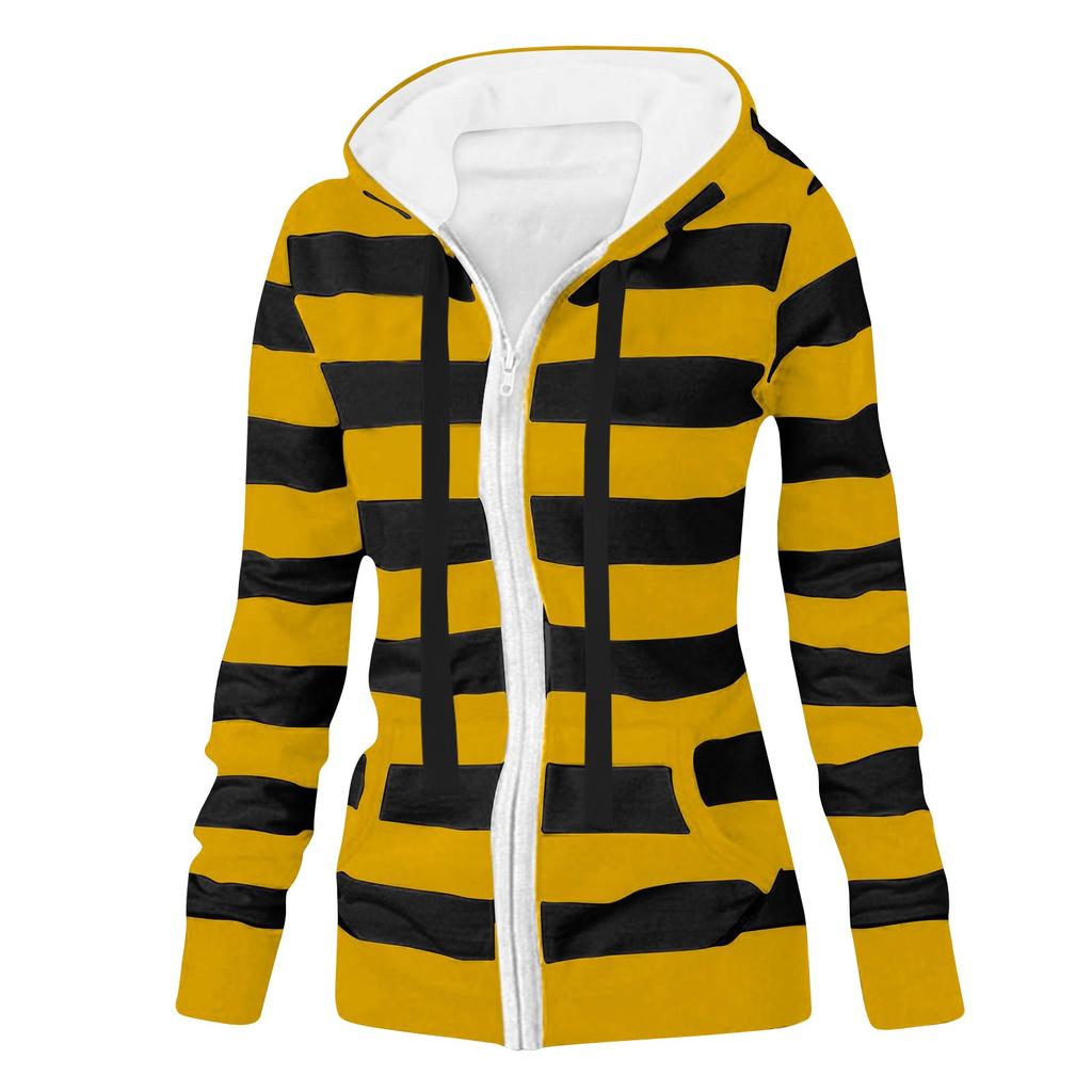 Женская куртка-свитер в полоску с длинным рукавом, свободная спортивная куртка с капюшоном