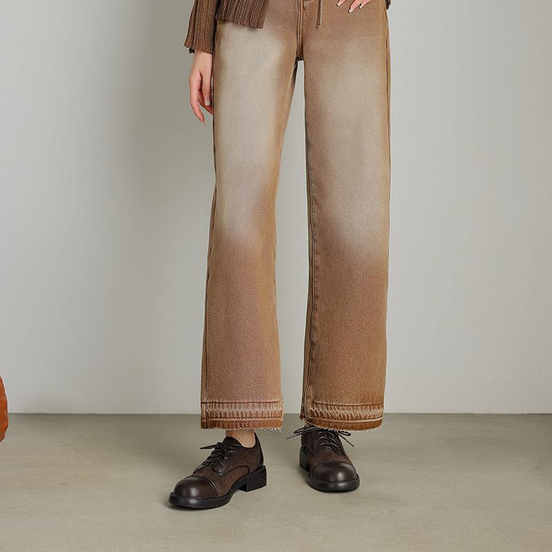 Krazing Pot Cow Skin Nubuck Spring Summer Size 40 Loafers Thick Med Heels Lace Up Women Round Toe Leisure Pumps