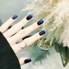 Gradient Blue-Black Press-On Nail Art Patches: Removable and Finished Fake Nails