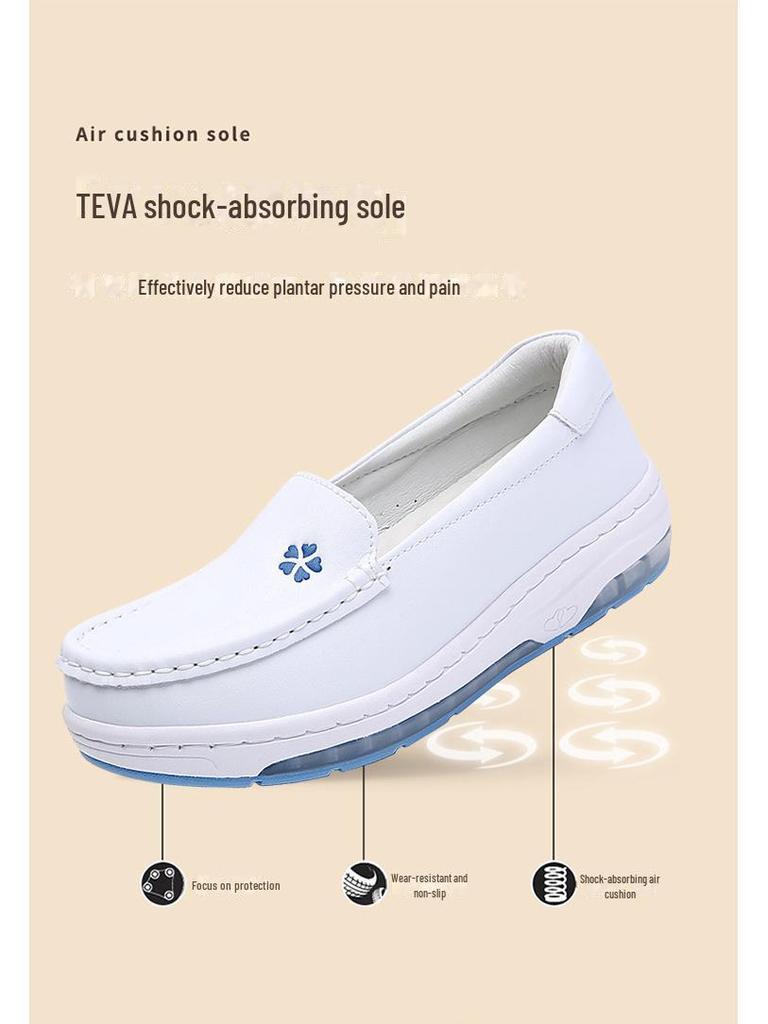 Женские летние нескользящие туфли для медсестер: Удобная, дышащая, мягкая и на плоской подошве медицинская обувь из натуральной кожи