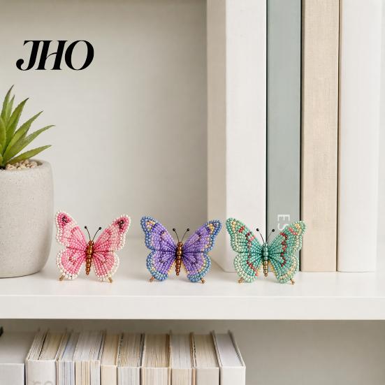 Relaxing Craft Projects 3D Beaded Butterfly Kit, Tiny Animal DIY Handmade Art Set Kit For Adults with Instruction, Cute 4-Pack Butterflies Beadwork