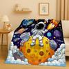 New Cartoon Astronaut Spaceman Planet Flannel Blanket,Ultra Soft Plush Throw for Home Bedroom Bed Sofa Cover Kid Christmas Gift