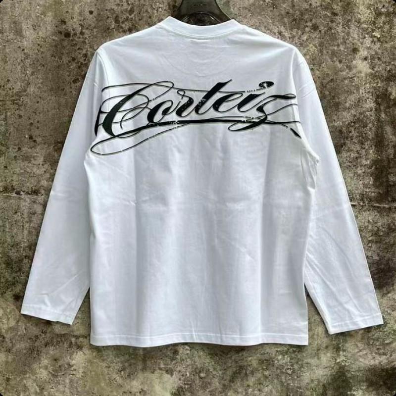 Oversized Cotton Long Sleeve T-Shirt With Bold Letter Print Unisex Streetwear Casual Top Fall