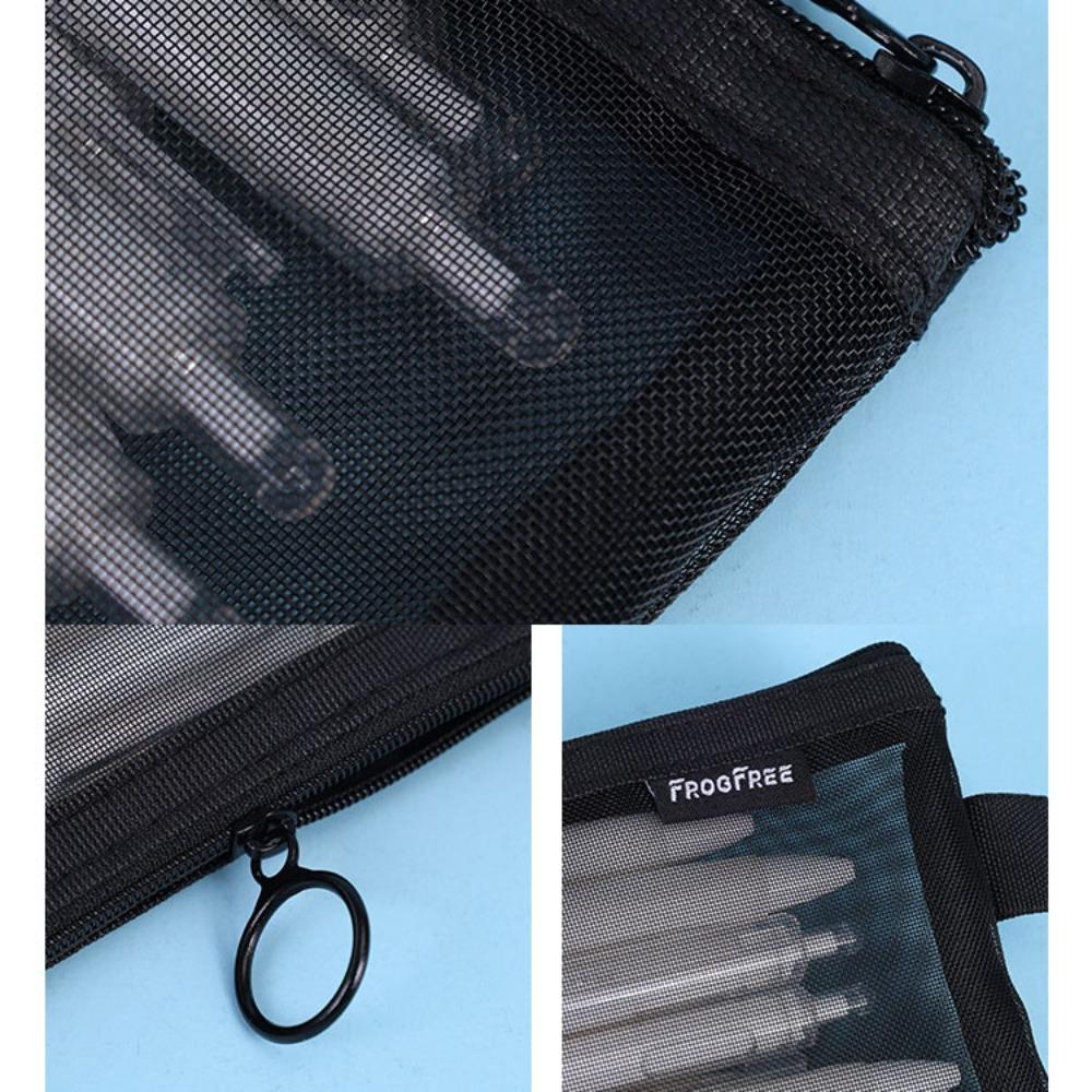 Прозрачный сетчатый пенал большой емкости пенал портативный на молнии сумка для удостоверения личности