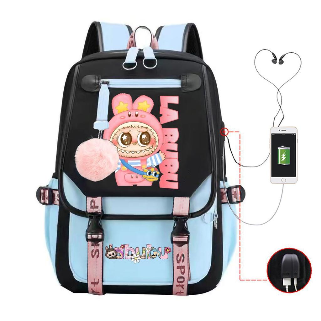 Милый рюкзак с мультяшным принтом LABUBU для учеников средней школы, вместительная школьная сумка в стиле инс