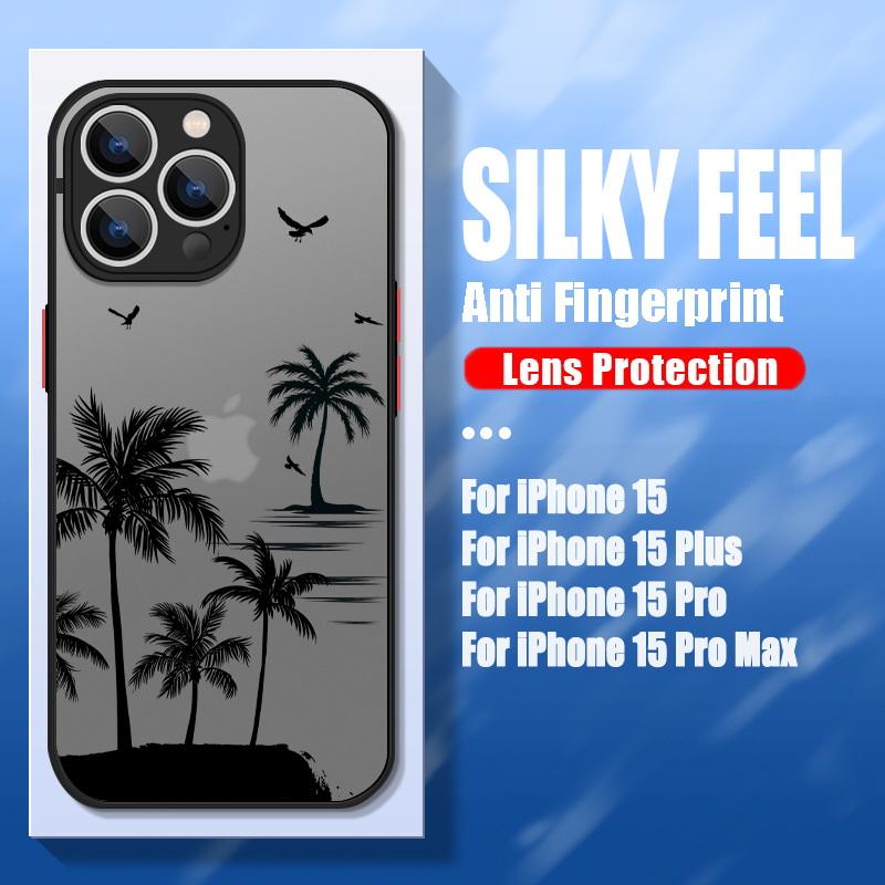 Чехол Кокосовая пальма для iPhone 17 15 14 Pro Max Coque iPhone 11 12 13 16 Pro Max Air Роскошный Гибридный TPU+PC Жесткая Задняя Крышка Fundas