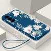 Floral Print TPU Lanyard Soft Case For Samsung S25 S24 FE S23 Ultra S22 A36 A16 A55 A15 A35 A06 A05 A25 A54 Slim Shockproof Matte Phone Cover