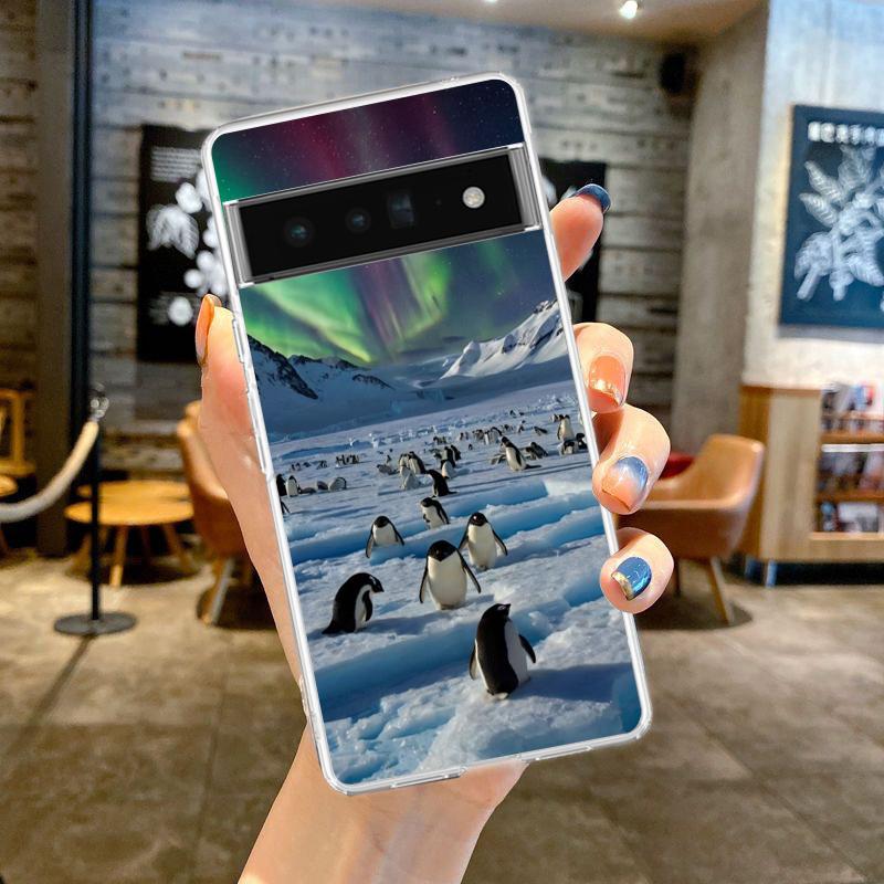 Для Google Pixel 10 Pro Прозрачный чехол для телефона Pixel 9 Pro XL Pixel 8 Pro 9A 8A 7A 7 6A 6 Pro Мягкая TPU крышка Снежный пейзаж Антарктиды