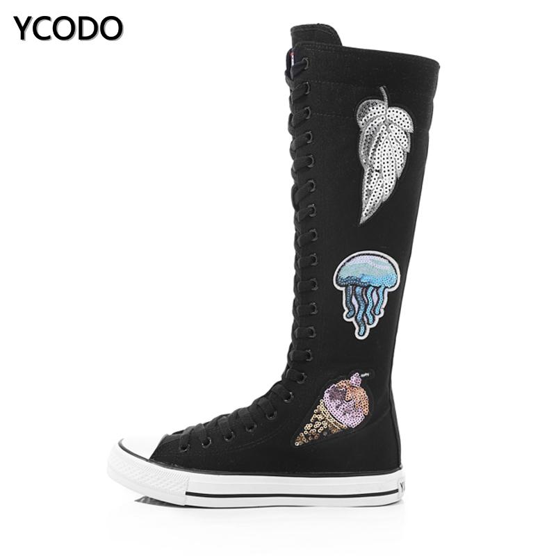 Весенне-осенние женские ботинки, парусиновые сапоги до середины икры, повседневная обувь с высоким берцем, длинные сапоги, удобные ботинки на плоской подошве со шнуровкой, размер 34-43