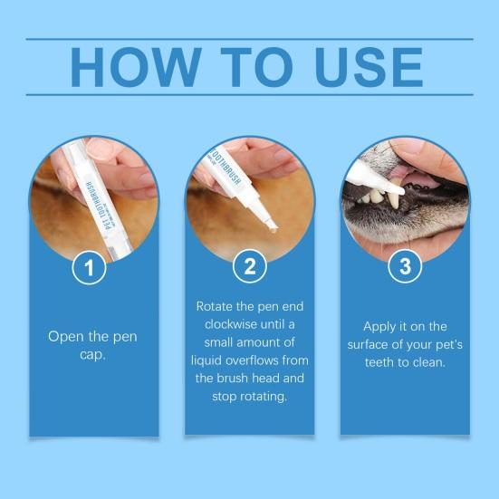 3 мл ручка для зубной щетки для домашних животных, средство для чистки зубов у собак, средство для удаления зубного камня, натуральный растительный набор для восстановления и отбеливания зубов у собак и кошек