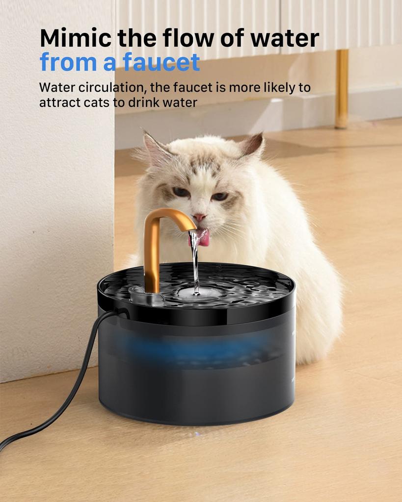 Pet Water Fountain Auto Filter Set Automatic sensing Cat Drinker 2.1L Recirculate Filtring Drinking for Cat Dog Water Dispenser