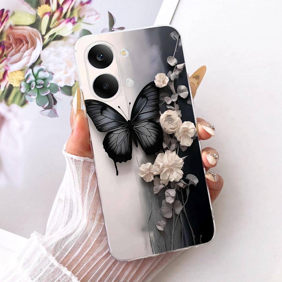 Чехол для Xiaomi Poco X8 Pro Max Чехол Прозрачный Модный Бабочка Милый Кот Крутой Расписной Мягкий Чехол для Телефона 2602BPC18G