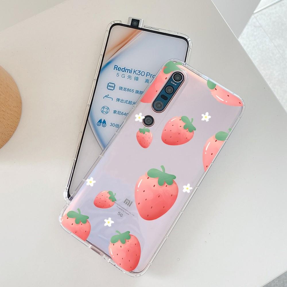 Милый чехол для телефона с клубникой для Samsung S 20 21 22 23 для Redmi Note7 8 9 10 для Huawei P20 30 40 Прозрачный чехол