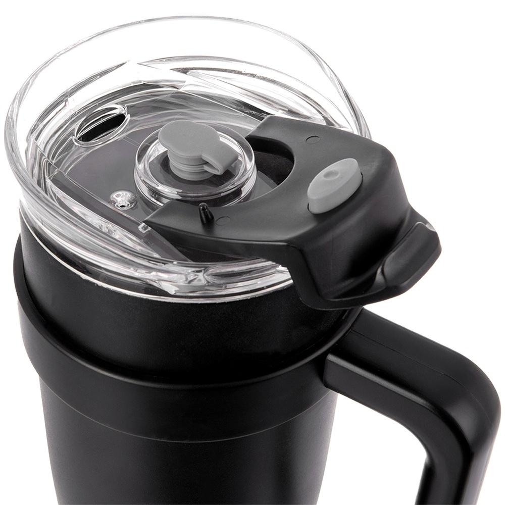 Thermo mug, steel, black, with handle, TERMO, 1.2 l