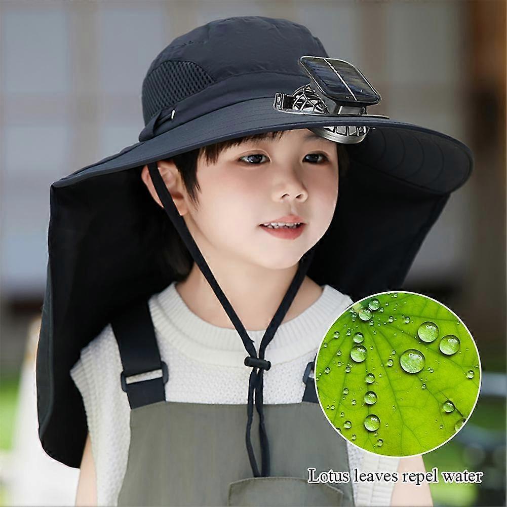 Wide Brim Solar Fan Outdoor Fishing Hat-Solar