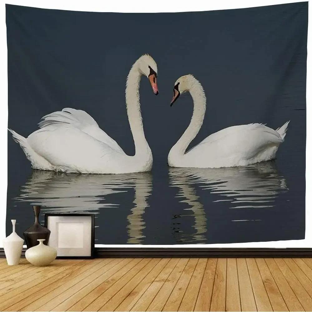 Swan Couple Tapestry Office Living Room Decoration Home Wall Tapestry