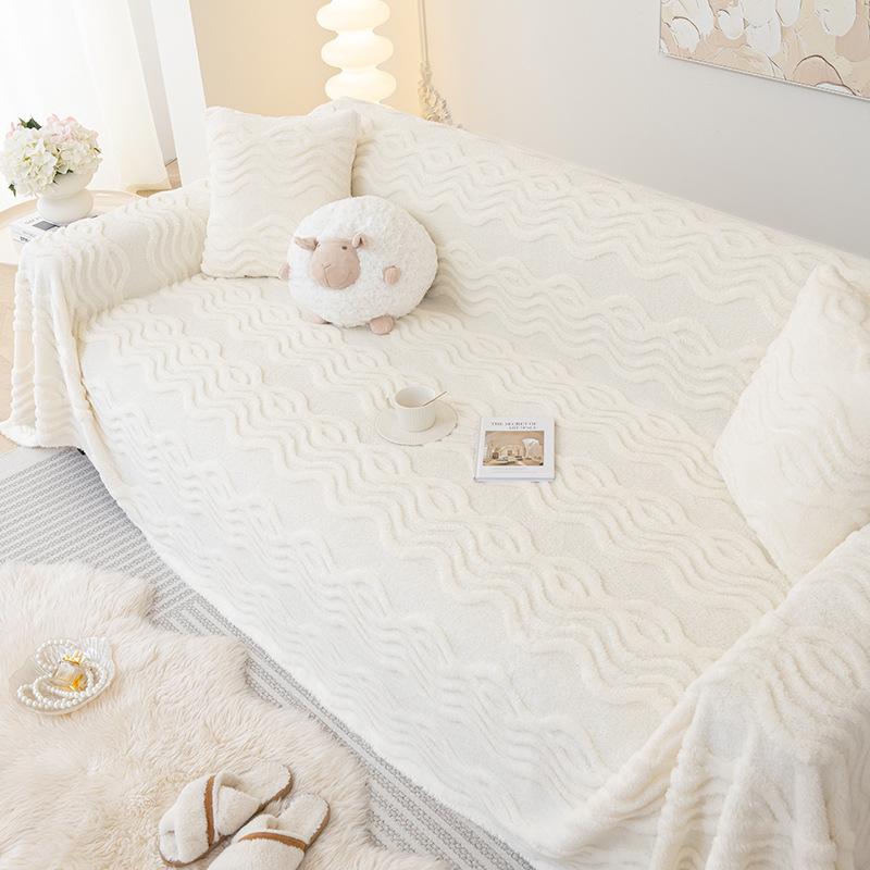 Зимний теплый удобный хлопковый бархатный диванный чехол Ins Style Cream Style нескользящий статический диванный чехол All-Inclusive Universal Cover