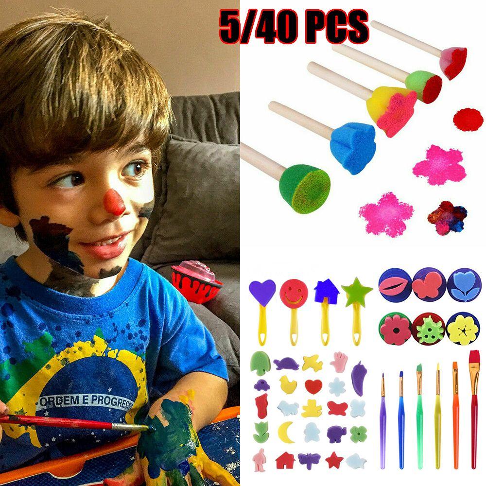 Children Toddler Children Painting Brush Flower Pattern Kids Paint Brushes Sponge Kids Paint Tool