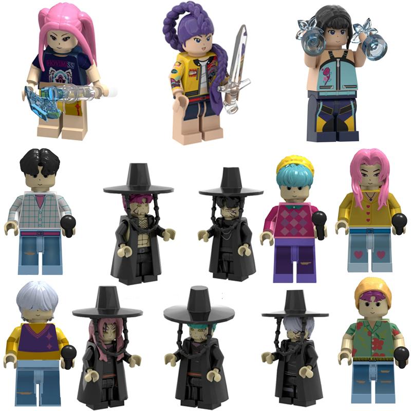 KPOP Охотники на демонов Мультяшная кукла Конструктор Каваи Мини Экшн-фигурка Голова для сборки Игрушки Детские развивающие игрушки Подарок