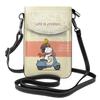 Чехол для смартфона Snoopy Наплечная сумка из натуральной кожи Тонкий легкий клатч для смартфона Популярный милый кошелек Мини-чехол Кроссбоди высота x ширина x 4 см