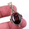 Natural Mahogany Obsidian Gemstone 925 Solid Silver Two Tone Pendant 1.75'' K2u14