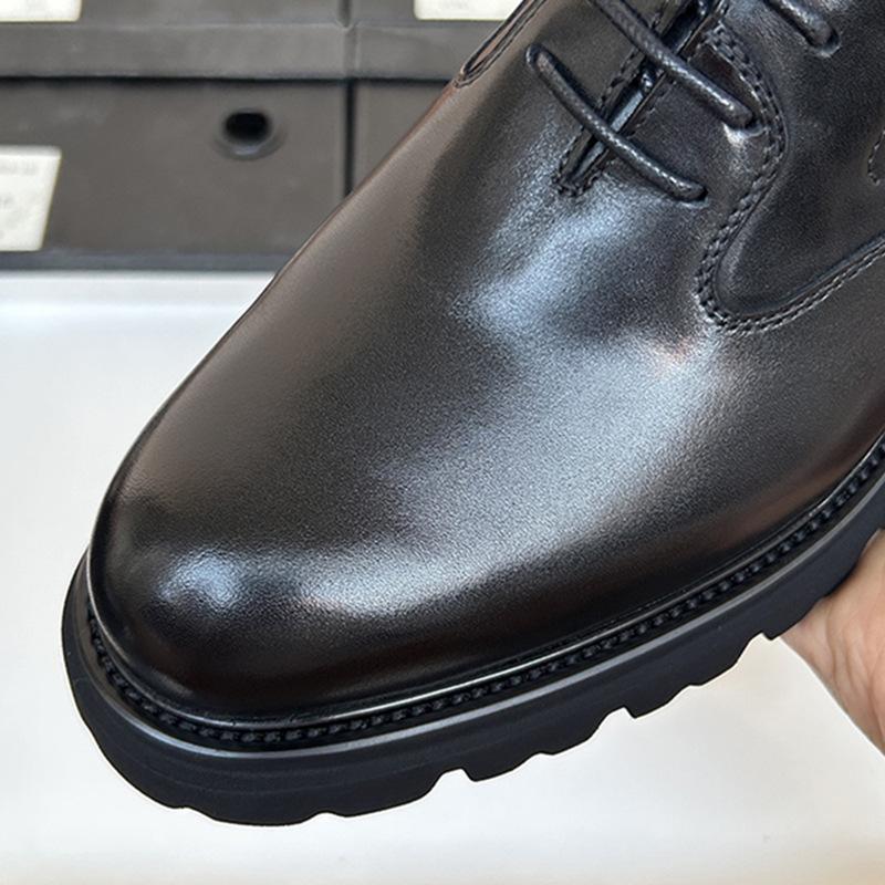 Оксфордские кожаные туфли мужские деловые деловые кожаные дышащие толстые подошвы высокие костюмные свадебные туфли для жениха мужские кожаные туфли высокого класса