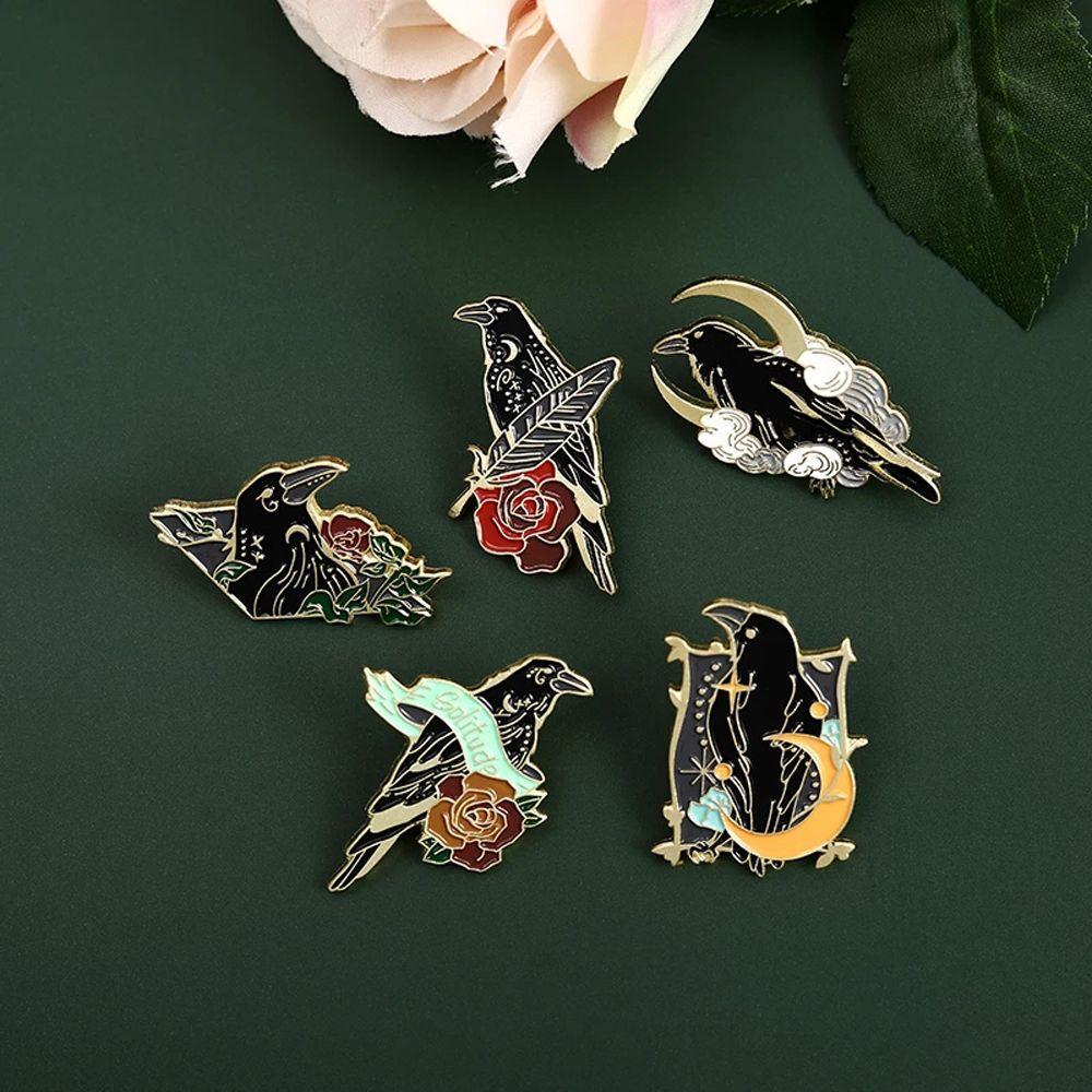 Lapel Pin Punk Gothic Bag Brooches Metal Brooch Crow Raven Badges Cartoon Badges Enamel Pin